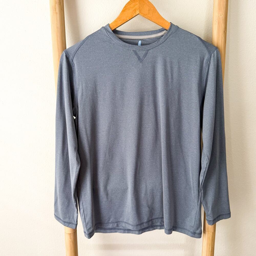 Johnnie-O Featherweight Gray Blue Performance Long Sleeve Shirt Youth Size 14